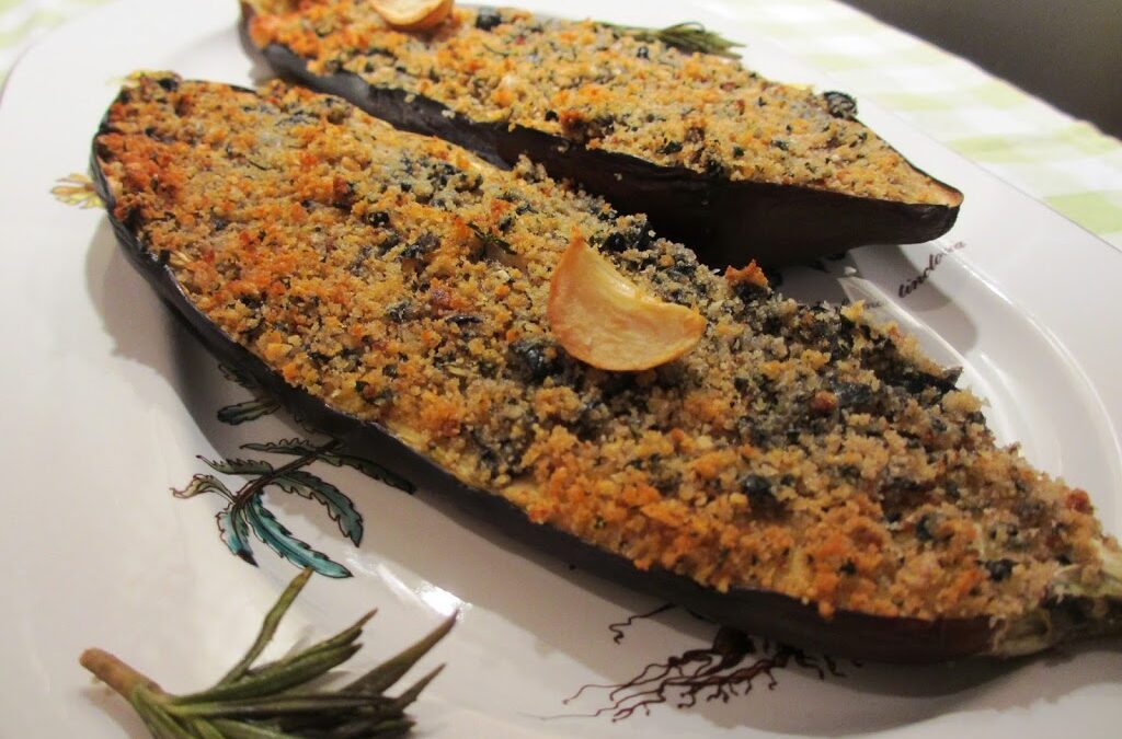Aubergines met een kruidig korstje