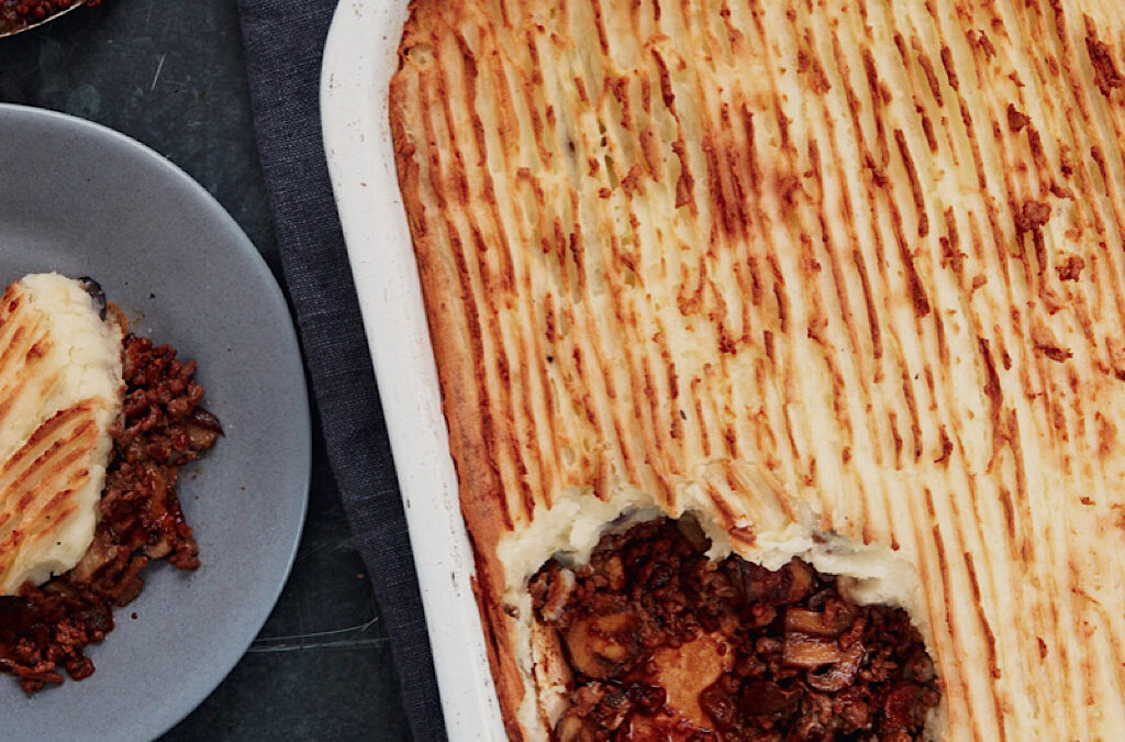 Cottage pie met kastanjechampignons en port